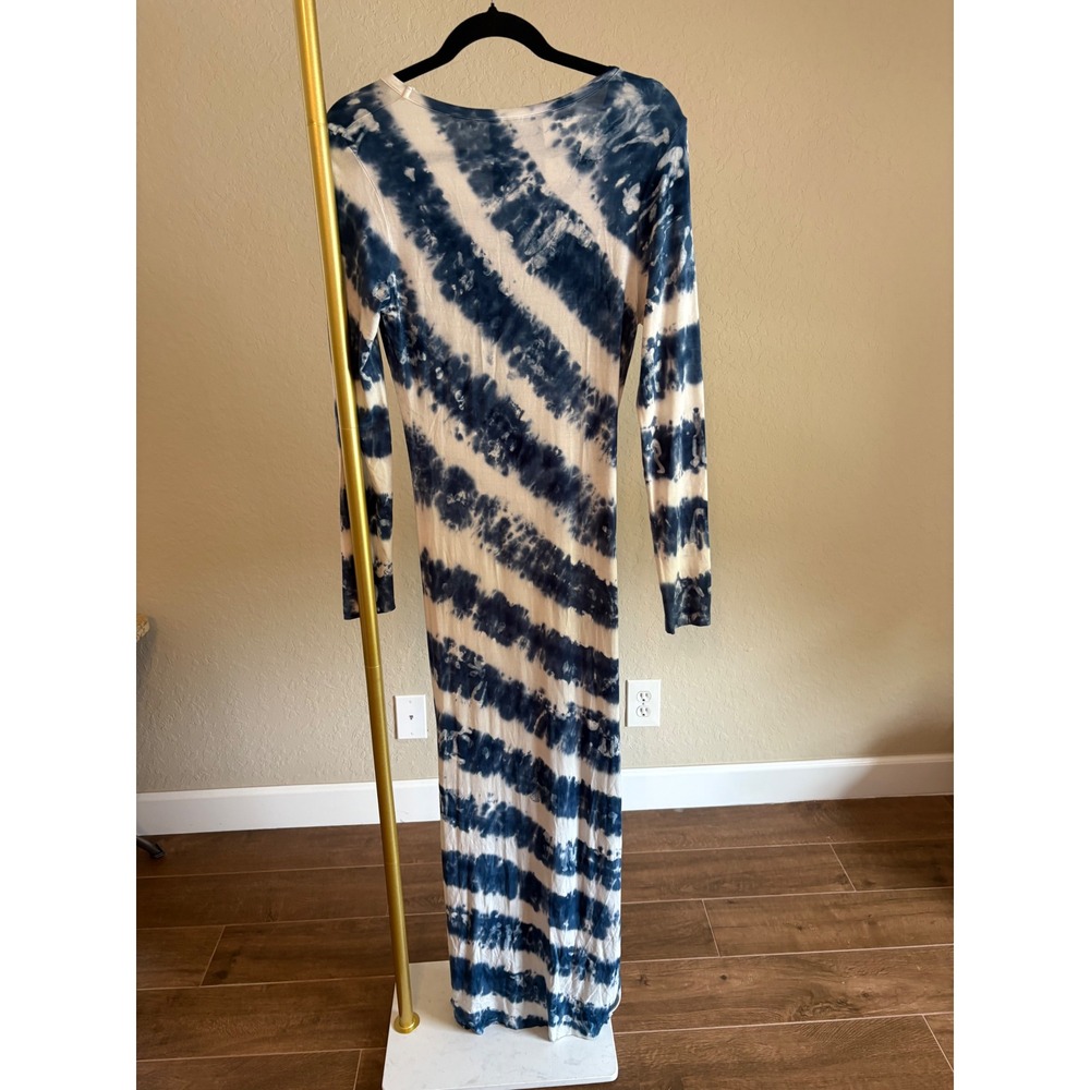 Young Fabulous & Broke Blue Tie Dye Ruched Maxi Dress S Beach Bohemian Travel - Picture 3 of 5
